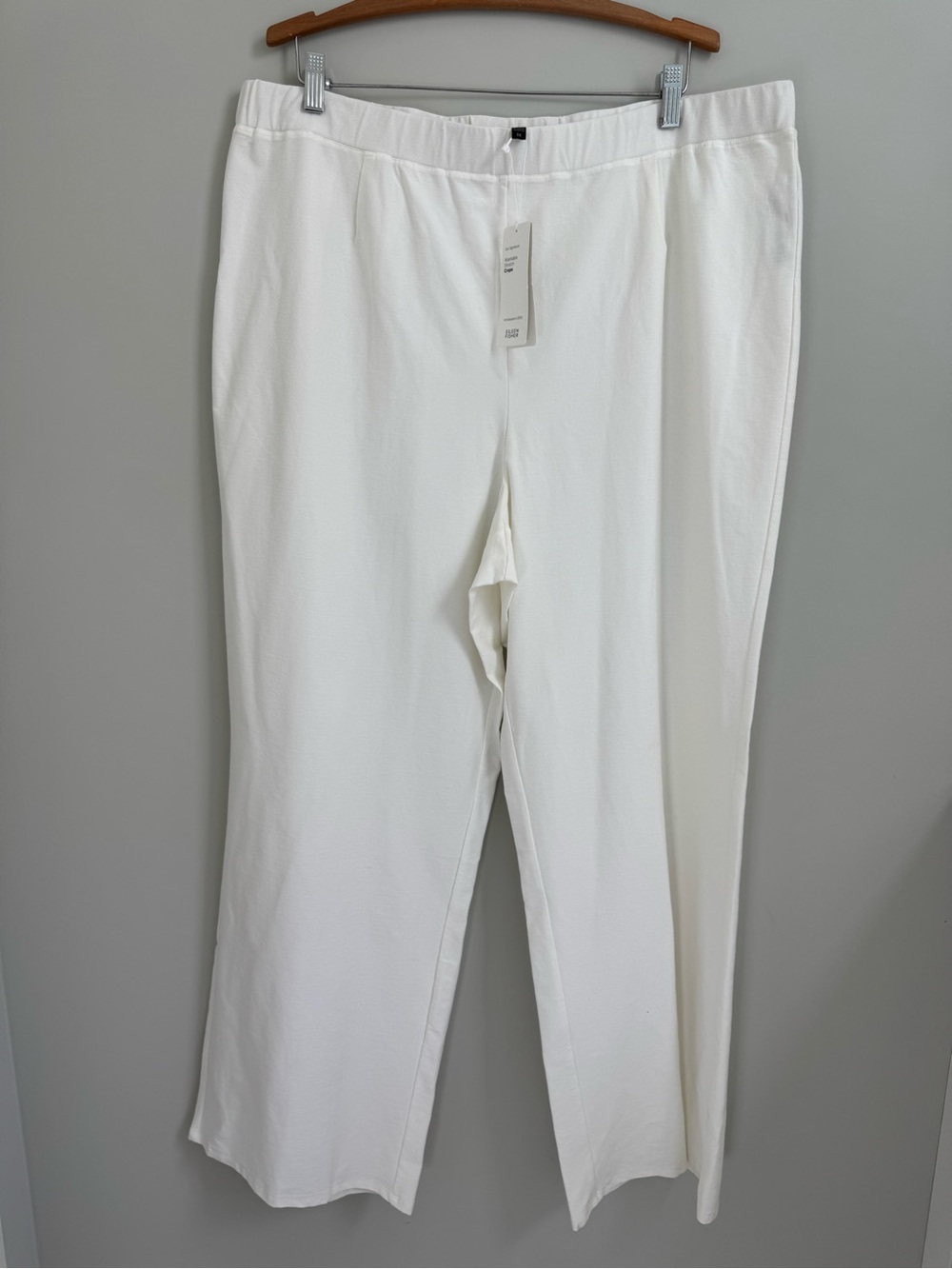 Eileen Fisher Washable Crepe White Wide Leg Pant 3X